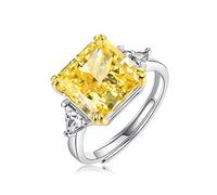 GemKing R11853 Yellow zirconium 10 * 10 Moissanite Women's Ring S925 Sterling Silver Ring | human dream