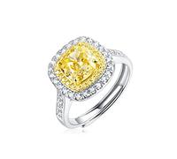 GemKing R11859 Yellow Zirconium Square 7 * 7 Moissanite Women's Ring S925 Sterling Silver Ring | golden age