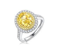 GemKing R11861 Yellow zirconium egg shape 7 * 9 Moissanite Women's Ring S925 Sterling Silver Ring | Yihe Warm Sun