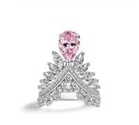 GemKing R1532 2ct pear-shaped 7 * 10 feather crown high carbon diamond pink s925 silver ring