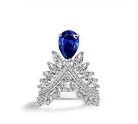 GemKing R1532 2ct pear-shaped 7 * 10 feather crown high carbon diamond pink s925 silver ring