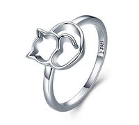 GemKing SCR104-5 Naughty Kitten cat S925 Sterling Silver Ring