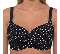 Gemm Soutien-gorge balconnet à armatures pour femme - Imprimé cœur - Disponible en tailles standard et grandes, Cœurs noirs et roses, 110F