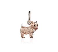 Gemma J Breloque chien Yorkshire Terrier, argent massif plaqué or rose et compatible avec la plupart des bracelets à breloques, Argent sterling