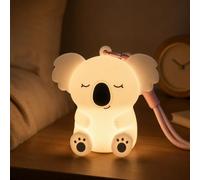 Gemmac Koala Veilleuse Enfant, 7 Couleurs Silicone Lampe de Chevet Bébé | 3 Niveaux de Luminosité, Clignotement Rapide/Lent, Cordon Détachable, Minuterie 30min, Veilleuse Tactile Rechargeable Cadeau