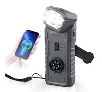 Gemmac Magnétique Radio Dynamo Survie, 2000mAh Power Bank FM/AM/SW Mini Radio Portable Rechargeable Rotation à 180° Lampe Torche LED Alarme SOS Kit de Survie pour Randonnée, Materiel Camping