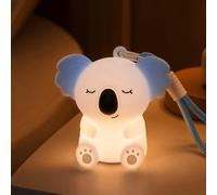 Gemmac Mini Koala Veilleuse Enfant, 7 Couleurs avec Cordon et Minuterie | 3 Niveaux de Luminosité, Flash Rapide/Lent, Silicone Lampe de Chevet Bébé Rechargeable, Veilleuse Tactile Cadeau Garçon Fille