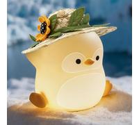 Gemmac Pingouin LED Veilleuse Enfant, Cute LED Veilleuse de Chevet en Silicon USB Rechargeable Tactile 3 Niveaux Luminosité 7 Couleurs Animaux Lampe de Table Chambre Décorations Adultes Cadeaux