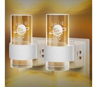 Gemmac Veilleuse Prise Electrique avec Capteur Crépusculaire, LED Veilleuse Dimmable 0-100 LM 3000K Lumière Chaude Acrylique Applique Murale Intérieure Chambre Cuisine Escalier Décoration, Lot de 2