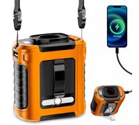 Gemmac Ventilateur Portable Rechargeable 10000mAh - 5 Vitesses, Éclairage 2 Modes + Lampe Rouge/Bleue, Clip Ceinture/Housse/Collier/Pied - Ventilateur de Bureau/Camping