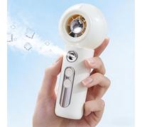 Gemmac Ventilateur Portable USB, Mini Ventilateur de Poche Portable à Piles avec Pulvérisateur, 2000mAh Ventilateur Rechargeable 4 Vitesses, Voyage Accessoires pour Bureau Maquillage - Blanc
