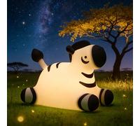 Gemmac Zèbre Veilleuse Enfant Cute LED 7 Couleurs Veilleuse de Chevet en Silicon USB Rechargeable 30 Minuterie Tactile 3 Niveaux Luminosité Réglables Lampe de Table Chambre Décorations Adultes Cadeaux