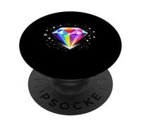 Gemme de Diamant colorée - Design Cristal Arc-en-Ciel étincelant PopSockets PopGrip Adhésif