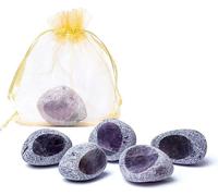 Gemme Emma Egg améthyste en sachet d'organza -- ±2.5-3.5cm ; ±25g