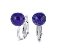 Gemme Lapis Lazuli Bleu Boucle D'Oreille Ronde Pour Femmes Argent Sterling .925