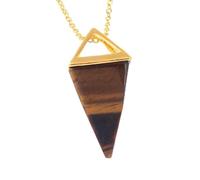 Gemme naturelle Pierre Pyramide Pendule Pendentif Cristal Quartz Onyx Colliers Suspension pour Femmes Hommes-Oeil De Tigre OR