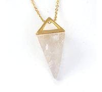 Gemme naturelle Pierre Pyramide Pendule Pendentif Cristal Quartz Onyx Colliers Suspension pour Femmes Hommes-Cristal Clair OR