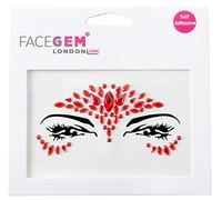 Gemmes adhésives pour le visage d'Halloween - Bijou de tatouage à paillettes - Pour festival, fête rave, maquillage du corps (rouge)