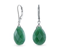 Gemmes Aventurine Verte Boucles D'Oreilles Pendantes En Forme De Poire Pour Femmes En Argent Sterling