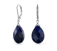 Gemmes Lapis Lazuli Bleu Boucles D'Oreilles Pendantes En Forme De Poire Pour Femmes En Argent Sterling