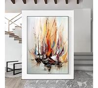 Abstraite Bateau À Voile Peinture À L'huile Sur Toile Mur Art Moderne Paysage Marin Voilier Affiche Imprime Pour Salon Décor Mural 70x100cm Sans Cadre