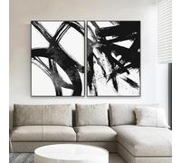 GEMMII Affiche d'art mural en noir et blanc, art abstrait moderne, peinture sur toile, affiche d'art mural, impression de lecture, décoration de bureau XXL 80 x 120 cm x 2 sans cadre