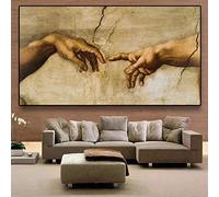 GEMMII Affiche de style contemporain - Impression sur toile - Création d'Adam Image sur Toile XXL Célèbre peinture - Décoration par Michel-Ange - Main de Dieu - 80 x 160 cm - Sans cadre