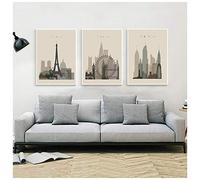GEMMII Affiches rétro Paris Londres New York Wall Art Prints Aquarelle Toile Decoration Murale XXL Vintage Pictures Chambre Décoration 40x60cmx3 Sans Cadre