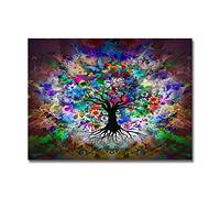 GEMMII Arbre de vie coloré abstrait de Gustav Klimt Impression Sur Toile XXL Poster d'art mural paysage scandinave et impressions photo 80 x 122 cm sans cadre