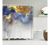 GEMMII Coloré Abstrait Marbre Motif Géométrique Tissu Rideau De Douche Salle De Bains Rideaux Décor Imperméable Écran De Bain Extra Long avec 12 Crochets 90x180cm(35X71inch)