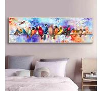 GEMMII Coloré Fleurs Oiseaux Impressions sur Toile XXL, Nature Art Affiches et Impressions HD Toile Peintures Mur Art pour Chambre D'enfants Décoratif 30x90 cm Sans Cadre