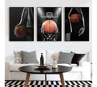 GEMMII Fan de basket-ball chambre décor peintures pour chambre d'enfant affiche de basket-ball adolescent noir et blanc mur Art toile photo 70x100cmX3 sans cadre