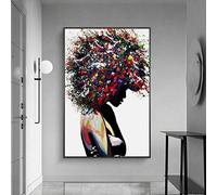GEMMII Graffiti Art of Black Woman Toile Murale XXL Wall Art Posters and Prints African Woman Modern Art Picture Home Wall Decor 42x60cm sans cadre