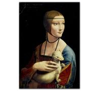 GEMMII La Dame à l'hermine - Reproductions de peintures sur toile de Léonard de Vinci - Décoration murale célèbre - XXL 50 x 75 cm - Sans cadre