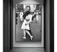 GEMMII Le baiser à Times Square vieille photo Impressions sur Toile XXL, affiche et impressions Vintage toile mur Art peinture rétro décor photo 80x120 cm sans cadre