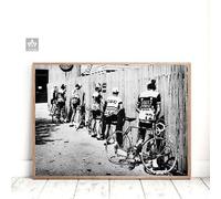 GEMMII Noir et Blanc Hommes Pipi Pisser Route Cyclisme Mur Art Vélo Cycliste Imprimer Vélo Affiche pour Salle De Bains Décor 50x75cm Sans Cadre