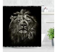 GEMMII Noir Léopard Rideaux De Douche Lion Animaux Sauvages Motif 3D Extra Long Étanche Décor À La Maison Écrans Rideau De Salle De Bains avec 12 Crochets 110x220cm(43X87inch)