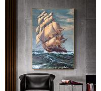GEMMII @ Rétro Bateau Peinture Sur Toile Navire Paysage Marin Affiches Paysage Voilier Mur Art Photos pour La Décoration De La Maison 50x75cm Sans Cadre