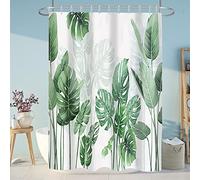 GEMMII Rideau de Douche 3D Plante Tropicale Feuilles Fleur Rideau de Salle de Bain avec 12 Crochets Extra Long Épaissir Tissus Imperméables Écran de Bain 120x200cm(47X79inch)