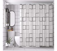 GEMMII Rideau De Douche De Séparation De Bain Imprimé De Galets Rideaux De Bain Translucides Imperméables Rideau De Séparation À Carreaux Moderne avec 12 Crochets 110x220cm(43X87inch)