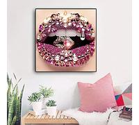 GEMMII Sexy Drill Piercing Lips decoration murale Mouth Posters Prints Modern Wall Art Image décorative pour chambre de fille XXL 55x55cm sans cadre