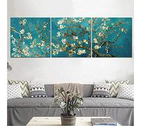 GEMMII toile decoration murale XXL Triptyque Reproduction du tableau Amandier en fleur peint en 1890 par Van Gogh Oeuvre 40x60cmx3 Sans cadre
