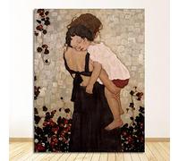 Une mère tenant un enfant peinture sur toile impressions d'art mural pour chambre décor peinture Gustav Klimt affiche 70x100 cm sans cadre