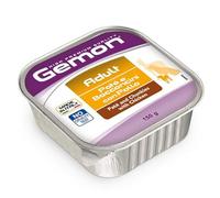 Gemon All Breeds adulte pâté avec bouchées goût poulet, aliment complémentaire pour chiens adultes de toutes tailles | 12 bacs de 150 grammes chacun.