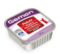 Gemon humide chat pâté avec friandises goût boeuf, aliment complémentaire pour chats adultes de toutes tailles | 12 bacs de 100 grammes chacun.