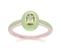 Gemondo Bague Siberian Waltz en argent sterling doré à l'or fin rose avec émail vert et péridot ovale Taille : 57