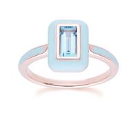 Gemondo Bague Siberian Waltz en argent sterling plaqué or rose 18 carats, émail bleu et topaze bleue suisse Taille : 54