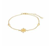 Gemondo Bracelet ECFEW™ en or jaune 9 carats avec fleur de lys et topaze blanche