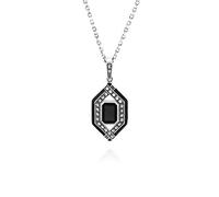 Gemondo Collier Art déco en argent sterling avec spinelle noir, émail et marcassite