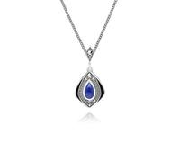 Gemondo Collier pendentif cerf-volant de style Art déco en lapis-lazuli et marcassite en argent sterling